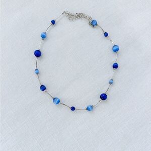 Vintage Blue Beaded Necklace